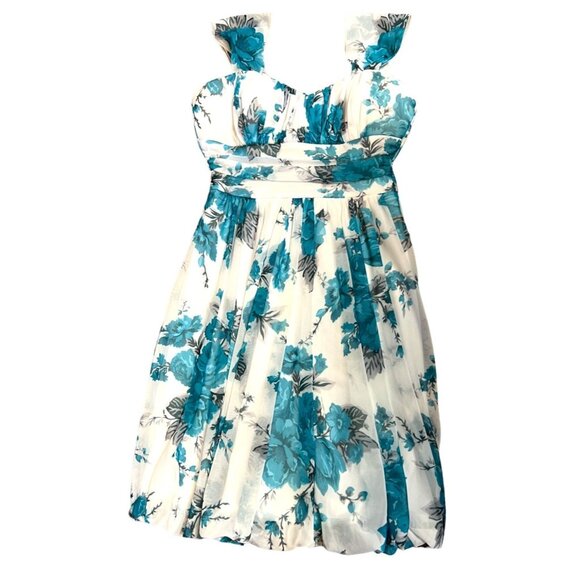 Sleeveless White & Blue Floral Dress By Speechless XS 100% Polyester - Picture 2 of 7